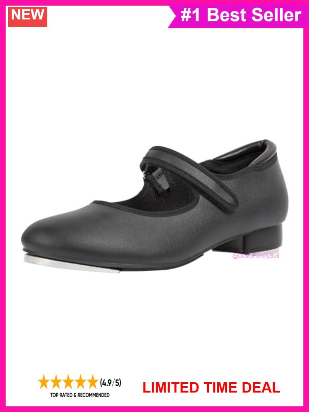 PU Leather Tap Dance Shoes Mary Jane Strap Low Heel Flats
